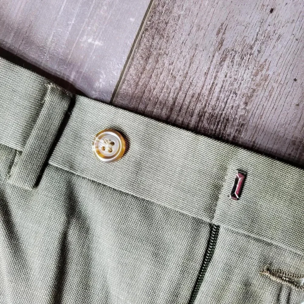 Men's Custom Tailored Cuffed Dress Pants Size 38x34 EUC Tan Beige Khaki